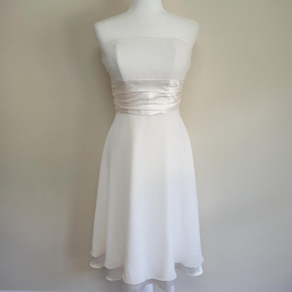 Bari Jay White Bridesmaid Dress Sleeveless Strapless